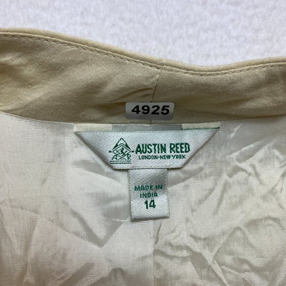 Austin Reed Embroidered Blazer Women's 14 Beige Floral Open Front Lined Jacket - Picture 8 of 13